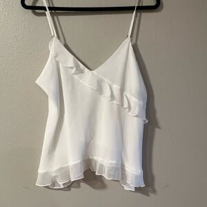 Abound White Asymmetrical Ruffled Camisole